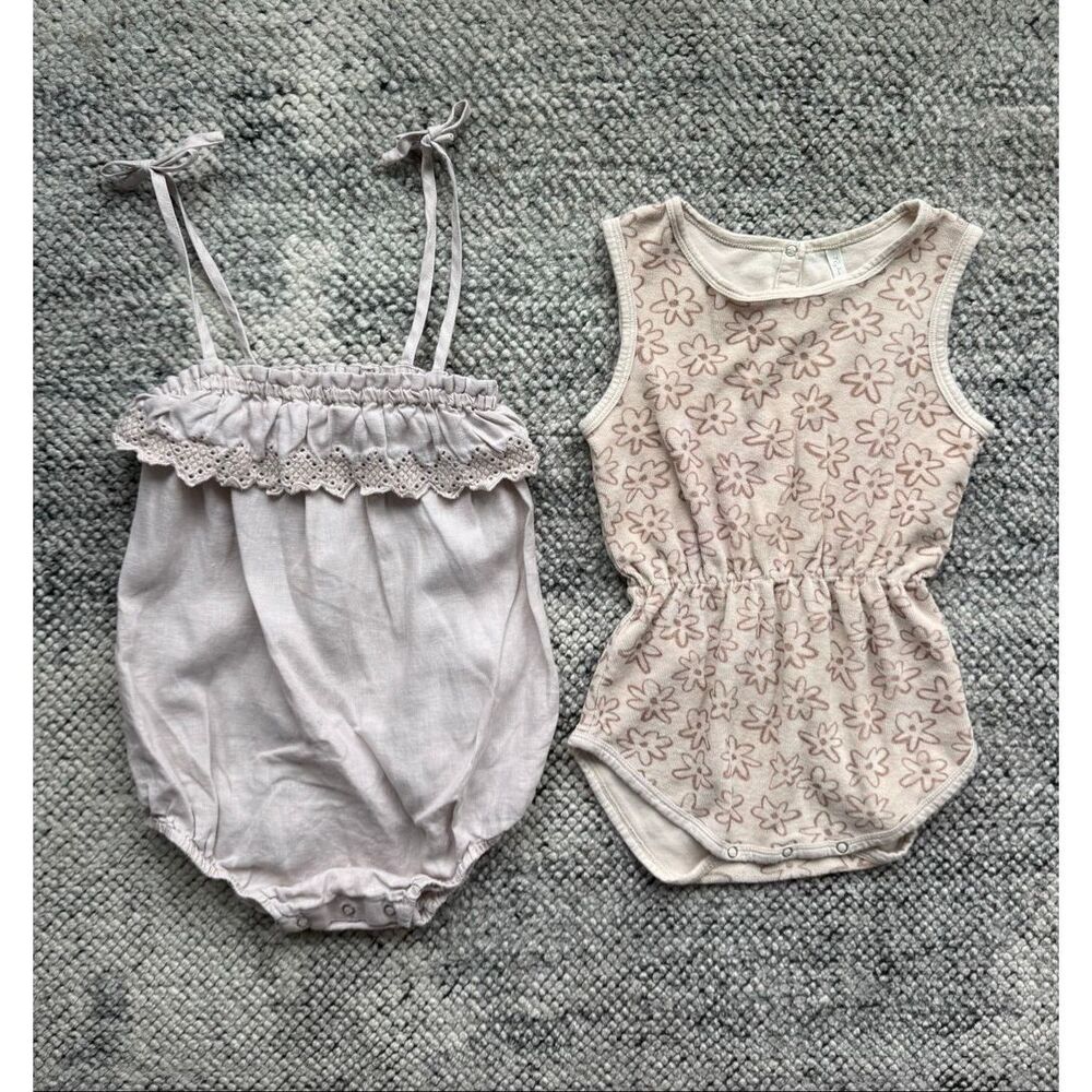 Rylee and Cru 2T Girls Neutral Beige Romper Bundle